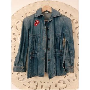 Vintage Denim Jacket w/ Rolling Stones Patch